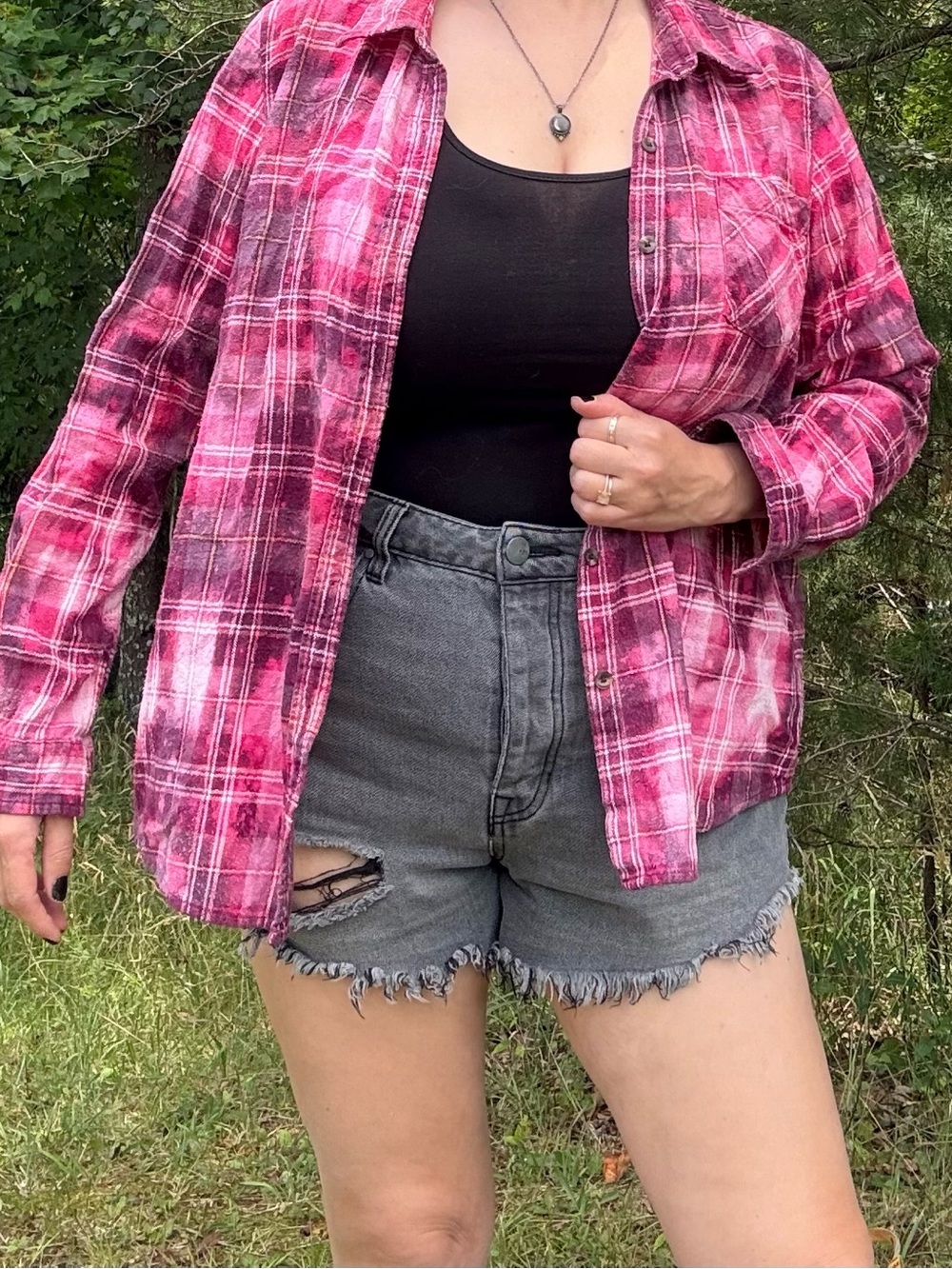 💖🦇 Up cycle Bride of Frankenstein handmade tie dye flannel - Picture 3 of 4